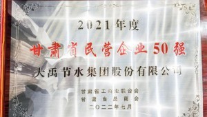 2022年7月4日pp电子网站节水集团荣获2021年度甘肃省民营企业50强